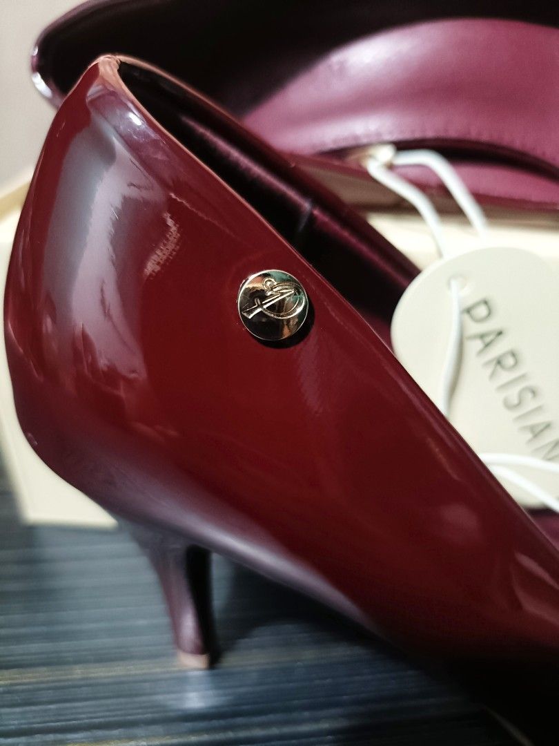 PARISIAN Wine Red Heels Size 9 (Category: Heels) located in Manila. Submitted by jennifertabique (Listing ID 1458740920, Image 2). Description: - Used once good as new Parisian heels - Color: Wine Red - Style: Classic Pump, Pointed Toe - Heel Type: Kitten Heel - Size: 9 US / 39 EUR - Includes original box and tags - Perfect for elevating any outfit.
