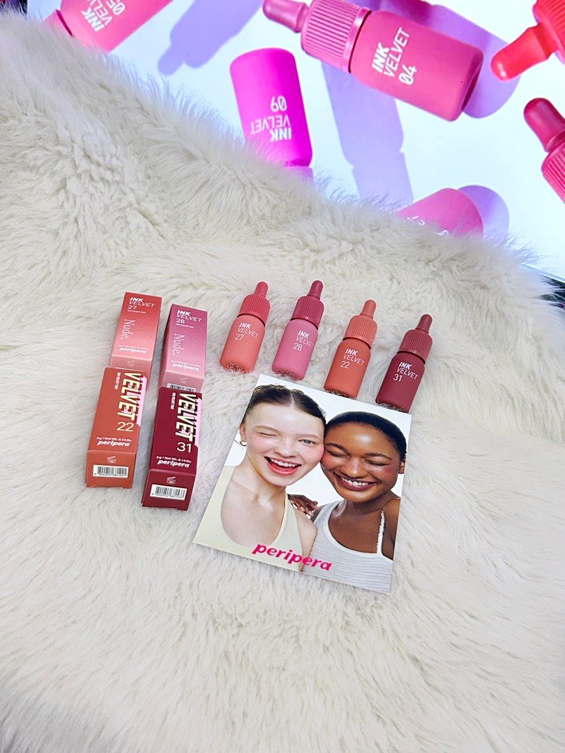 Peripera Ink Velvet Lip Tints - Various Shades (Category: Makeup) located in Batangas. Submitted by nommi26 (Listing ID 1458858709, Image 2). Description: - Peripera Ink Velvet Lip Tints - Available Shades: 22, 27, 28, 31, Nude - Finish: Soft, velvety - Versatile: Perfect for natural or bold looks - Formula: Long-lasting 380 each.
