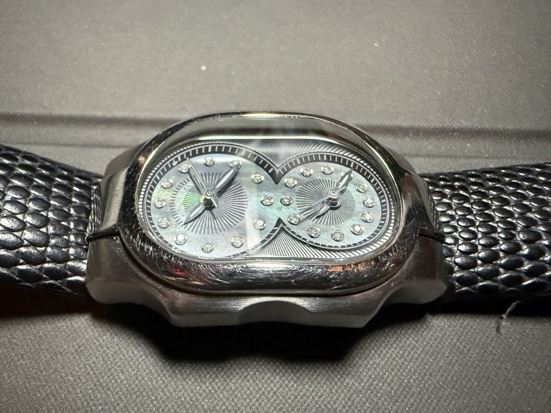 Philip Stein Dual Time Natural Frequency Technology Watch (Category: Women's Watches) located in Manila. Submitted by brent_ledd (Listing ID 1458807570, Image 1). Description: - Authentic 100% with real diamonds - Philip Stein Dual Time Watch - Features Natural Frequency Technology - Mother of Pearl Dial with Diamond Markers - Black Textured Leather Strap - Water Resistant 3 ATM - Serial Number: 1TF150500 - Note: Minor scratches on the case isssu