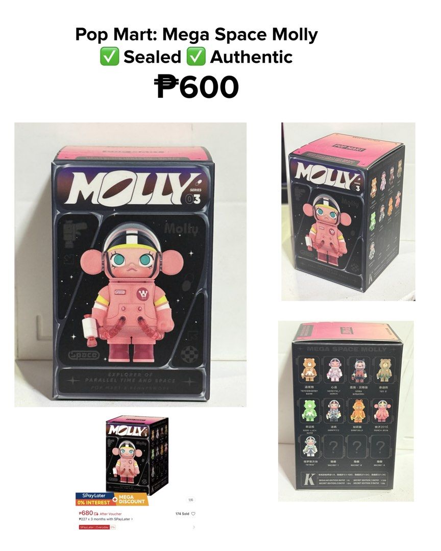 Pop Mart Mega Space Molly Series 03 Blind Box (Category: Designer & Blind Box Toys) located in Manila. Submitted by gooddealsmanila (Listing ID 1458767074, Image 1). Description: 🚀 Pop Mart MEGA Space Molly Series 3 ✨ * Item: Pop Mart MEGA Space Molly (Series 03) * Condition: Brand New / Sealed Box (100% Authentic) * Status: Available / Ready to ship or meet up RFS: Decluttering / raising funds for personal expenses 🙏 * Payment via GoTyme Trans