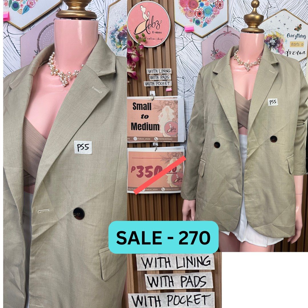PREMIUM BLAZER SALE ASSORTED S3 (Category: Coats, Jackets and Outerwear) located in Talisay. Submitted by frentuma (Listing ID 1458776340, Image 2). Description: VISIT MY FB PAGE FEBZ E-STORE FOR MORE ITEMS 💕💕🛍️🛍️ Like new Preloved price and size indicated each picture 👍 like and follow fb page Febz e-store for more available items 📌Location Deca Dumlog Talisay Cebu Cebu buyer- delivery maxim add delivery fee or pick.up (Near location) 🌟 O