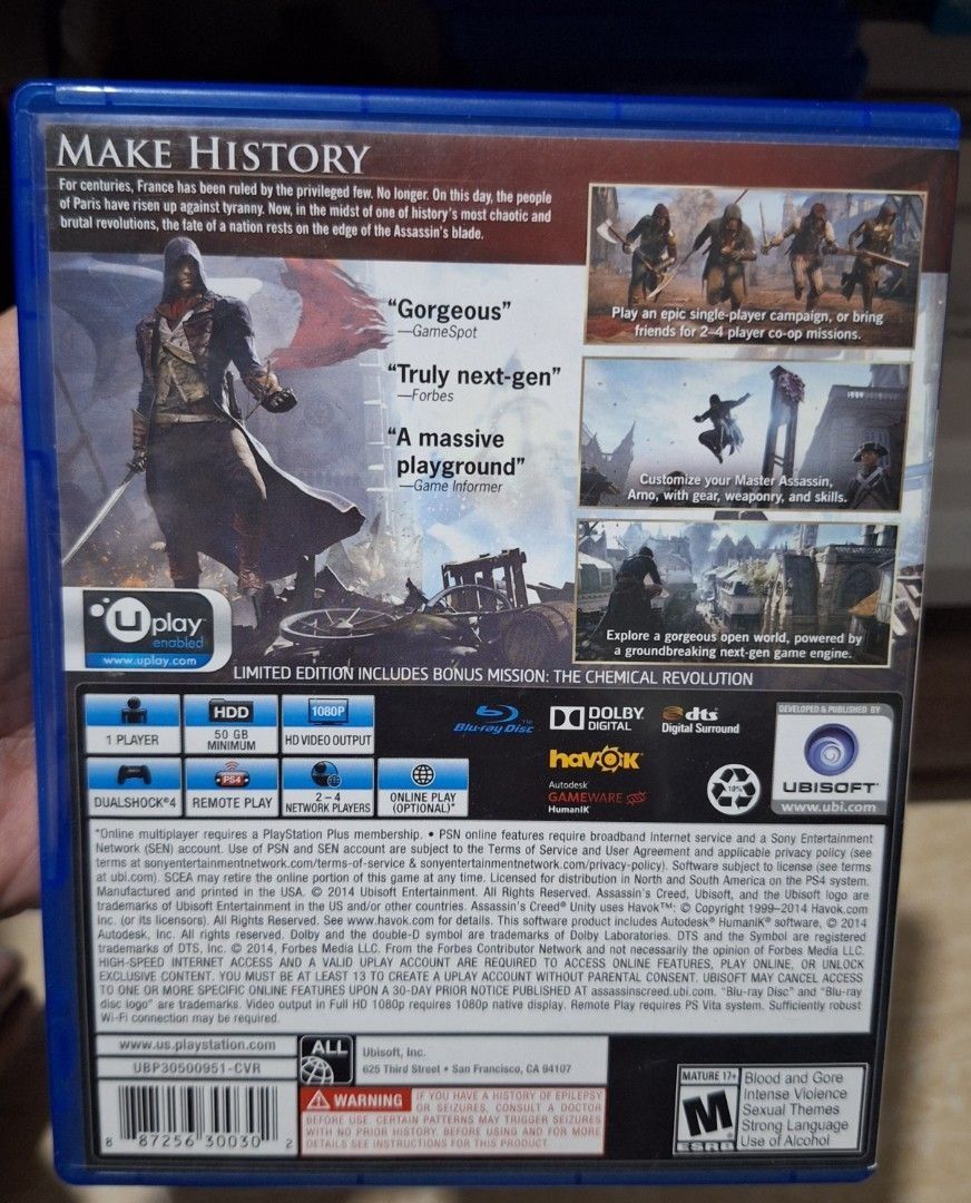 PS4 Assazzins Creed Unity, Video Gaming, Video Games, PlayStation on ...