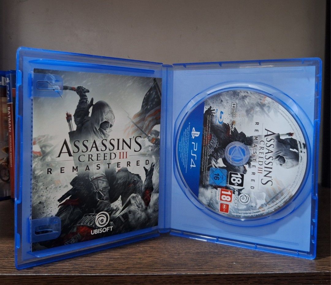 PS4 Azassins Creed Remastered Game (Category: PlayStation) located in General Trias. Submitted by aeunice (Listing ID 1458875354, Image 2). Description: Title: Assazins Creed Remastered Game PS4 In Good Condition. Original. Play the iconic Assassin's Creed III, with enhanced graphics, now featuring: 4K resolution, new character models, polished environment rendering and more. Meet up / Shipping via Lalamove, JnT, Gogo Express & LBC..