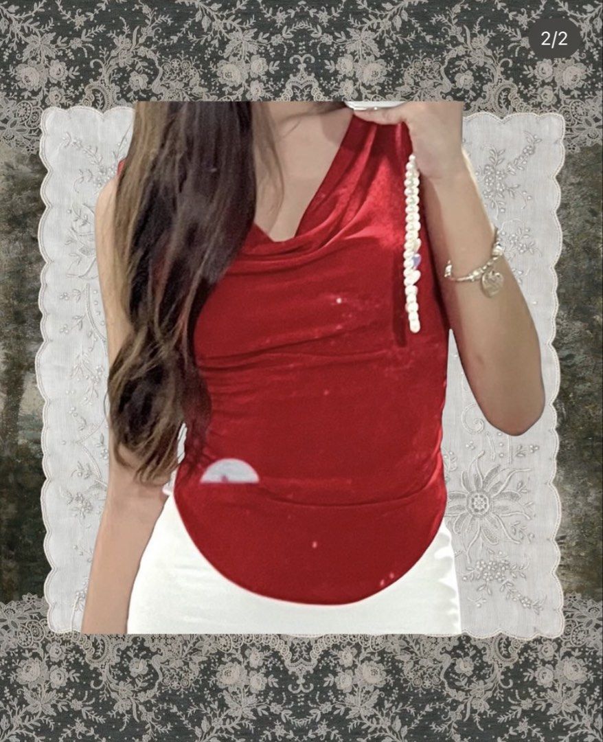 Red Top - Halter Top (Category: Others Tops) located in Manila. Submitted by blairwaldorf___ (Listing ID 1458760003, Image 1). Description: used once flaws: none mop: gcash, gotyme, paymaya mod: j&t *colors may vary due to lighting *feel free to ask for more details, kindly private message me. *payment first and strictly no COD.