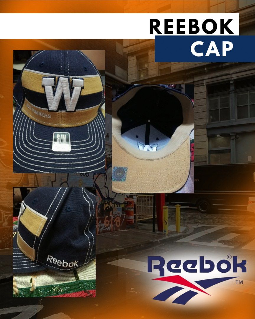 Reebok Cap (Category: Caps & Hats) located in Manila. Submitted by lalalalajina (Listing ID 1458805728, Image 1). Description: - Navy blue Reebok cap - Size S/M - Yellow stripe detail - Prominent 'W' logo - Tan interior with Reebok logo - Ideal for casual wear or sports Price is negotiable MOP: Gcash MOD: c/o buyer Location: Balic balic Sampaloc Manila.