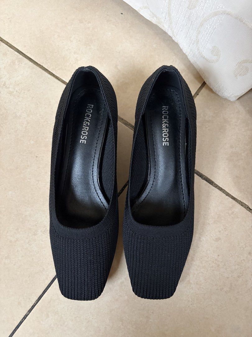 Rock&Rose Black Knit Square Toe Block Heels Size 36 (Category: Heels) located in Paranaque City. Submitted by tenjinjaem (Listing ID 1458778488, Image 2). Description: Rock&Rose Black Knit Square Toe Block Heels • Size 36 • Used twice only • No original box, but will include a shoebox that can fit the heels.