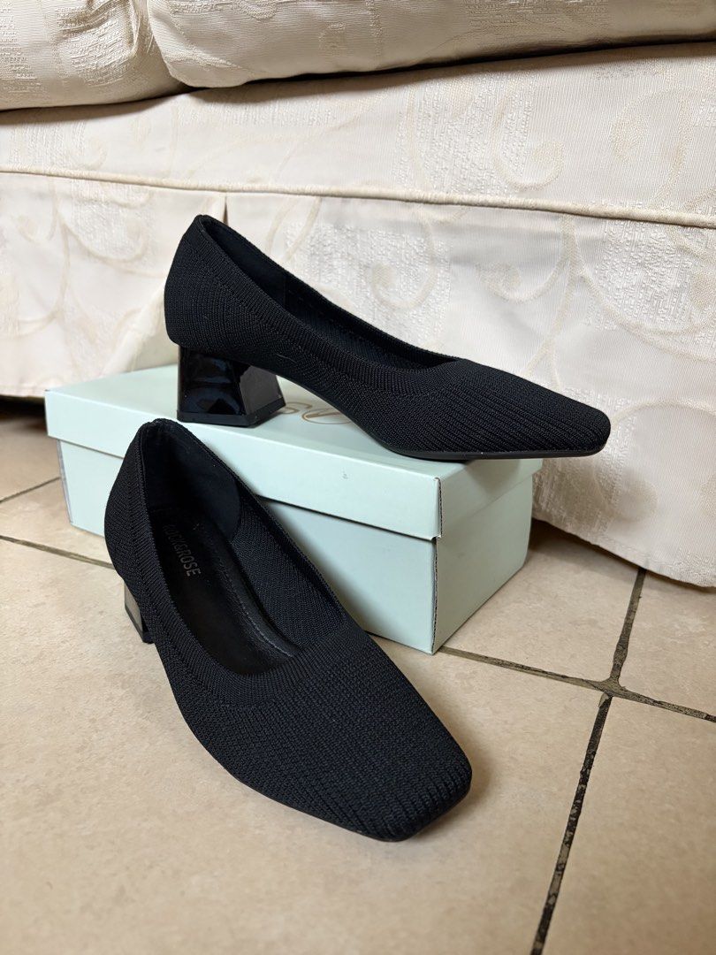 Rock&Rose Black Knit Square Toe Block Heels Size 36 (Category: Heels) located in Paranaque City. Submitted by tenjinjaem (Listing ID 1458778488, Image 1). Description: Rock&Rose Black Knit Square Toe Block Heels • Size 36 • Used twice only • No original box, but will include a shoebox that can fit the heels.