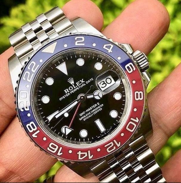 Rolex GMT-Master II 126710BLRO "Pepsi" on the iconic Jubilee bracelet (Category: Watches) located in Singapore. Submitted by yaf123 (Listing ID 1458714417, Image 1). Description: Watch Details: Dated: Nov 2023 (Late 2023 Card) Warranty: Valid until Nov 2028 (Peace of mind for years) Condition: Rarely worn in a large rotation. Never polished. No deep scratches or dings. Set: Full Complete Set (Box, White/Green Tags, Warranty Card, Manuals, and ful