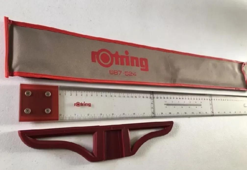 Rotring 687-524 T-Square and Drafting Tool with Pouch (Category: Stationery & School Supplies) located in Manila. Submitted by alicakes_ (Listing ID 1458842340, Image 1). Description: - Complete Rotring drafting T square -Acrylic T- square with extra triangle (rotring) .