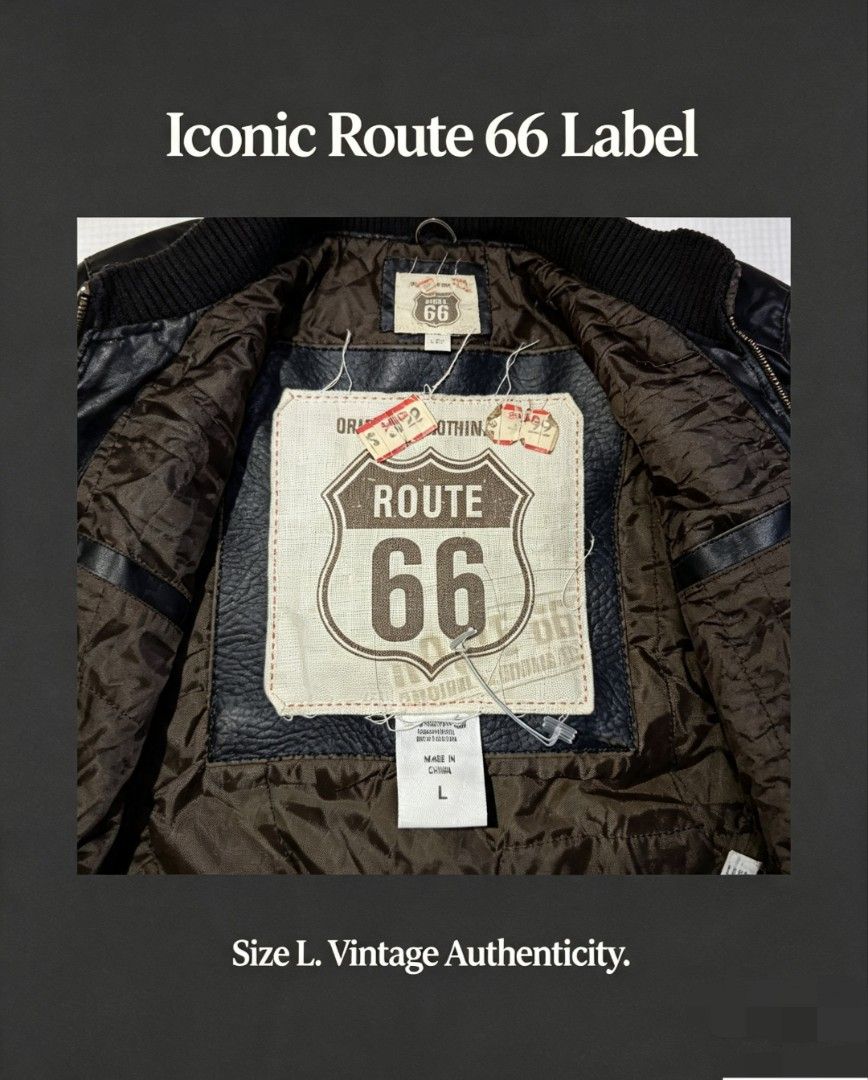 Route 66 Leather Jacket (Category: Coats, Jackets and Outerwear) located in Sibalom. Submitted by jm.thrift07 (Listing ID 1458816582, Image 3). Description: EXCELLENT CONDITION 💯 DIMES:25×28 Sign of Usage.