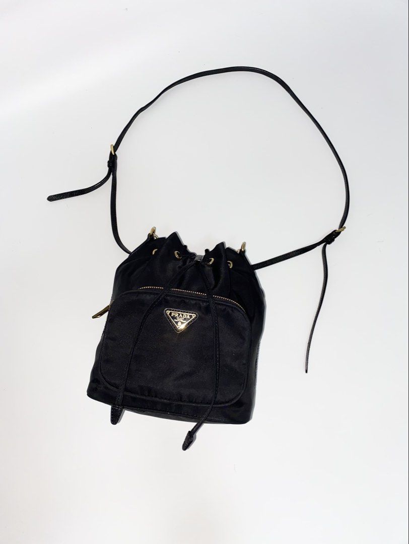 Saffiano Tessuto Nylon Mini Bucket Crossbody Bag Black (Category: Luxury Bags & Wallets) located in Bulacan. Submitted by groundloot727 (Listing ID 1458856496, Image 1). Description: .