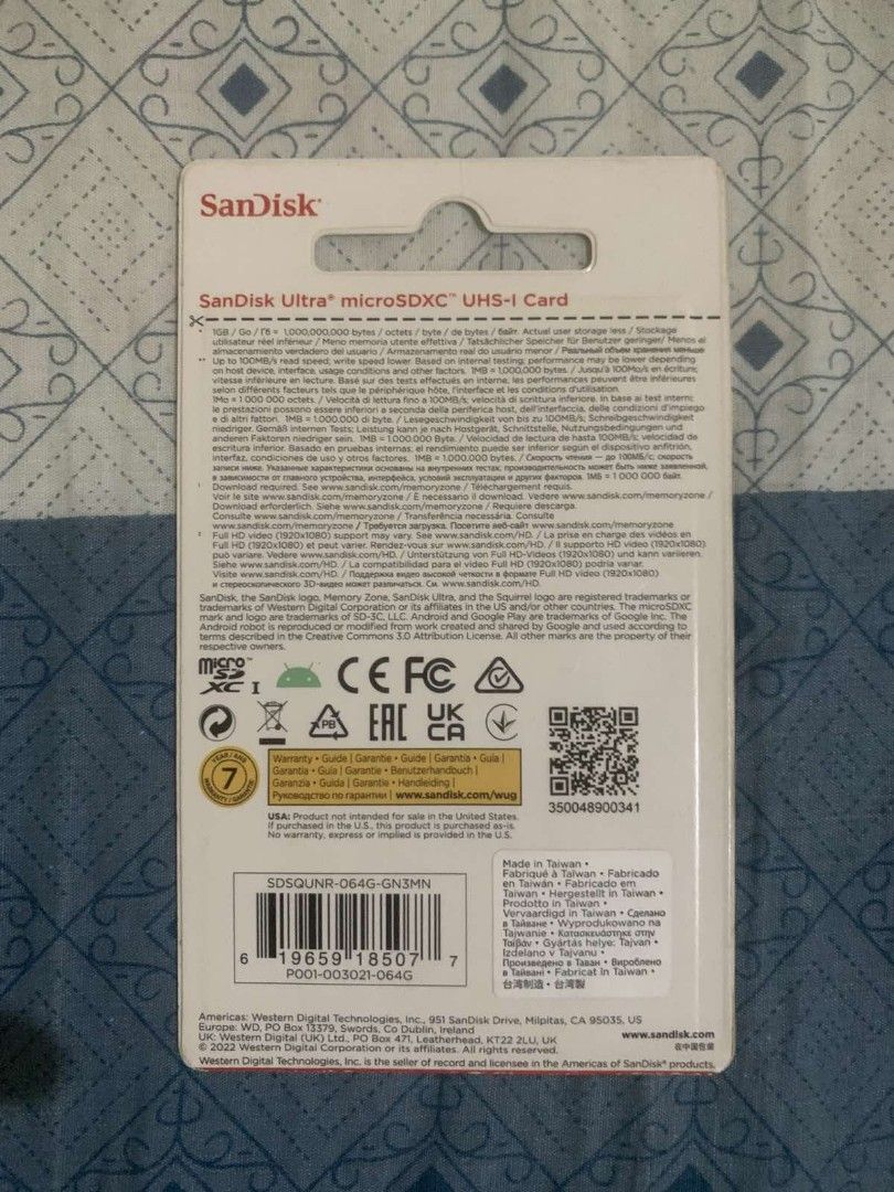 San Disk Micro SDXC UHS -I Card 64gb (Category: E-Readers) located in Legazpi City. Submitted by reybon24 (Listing ID 1458845914, Image 3). Description: - Brand: SanDisk - Model: Ultra Micro SDXC UHS-I Card - Capacity: 64GB - Ideal for capturing Full HD photos and videos - Fast transfer speeds up to 100MB/s - Compatible with various devices - The Price is Negotiable - Meet up or Free Shipping - Location Albay Bicol Region.