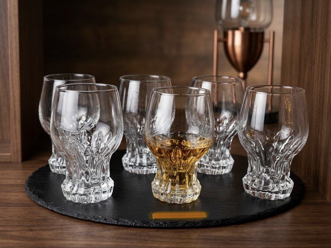 北歐風格冰川/熔岩紋帶足矮杯Scandinavian Style Textured Ice/Lava Glass Footed Tumblers （分類：廚水杯、水壺）位於 Hong Kong。 由 mini2000 提交（商品編號 1458860318，圖片 2）。簡介： 1970–1980 年代風格的北歐冰川/熔岩紋帶足矮杯（Textured Ice/Lava Glass Footed Tumblers）。 這款設計的特色在於杯身帶有不規則的熔岩/水滴凹凸質感，配上底部厚重的花瓣狀/冰塊狀足座（Footed Base），外形酷似經典的芬蘭 Iittala Ultima Thule 系列（由 Tapio Wirkkala 設計）。當時日本、德國及美國（如 Indiana Glass、Mikasa 等）也有推出大量類似的厚重質感玻璃杯。 • 全套 6 隻： HK150 1970s–1980s Scandinavian Style Textured Ice/Lava Glass Foote