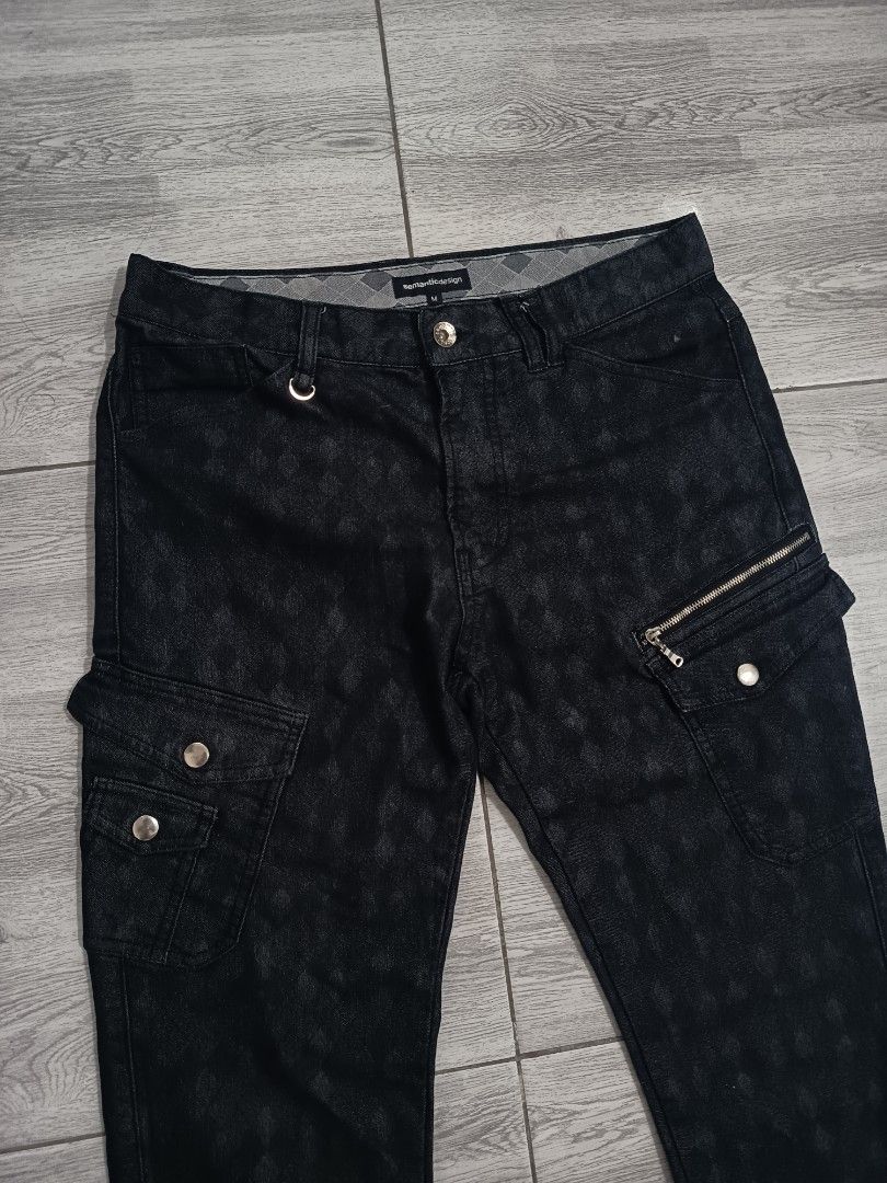 Semantic Design Y2K Japanese Multipocket Diamond Checkered Slim Fit Pants (Category: Jeans) located in Dagupan City. Submitted by plugofallthreads (Listing ID 1458782326, Image 2). Description: Semantic Design Y2K Japanese Multipocket Diamond Checkered Slim Fit Pants Size: Men's Medium Waist: 31 inches Length: 41 inches Inseam: 32 inches Front Rise: 11 inches Thigh: 11 inches Knee: 7 inchea Leg Opening: 6.5 inches Sold listings on Grailed for 200