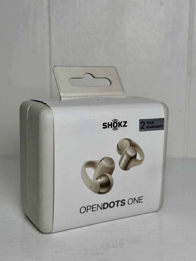 Shokz OpenDots One Open-Ear True Wireless Earbuds - Gray (Category: Earphones) located in Cebu City. Submitted by aljjoshua (Listing ID 1458739290, Image 1). Description: - Shokz OpenDots One Earbuds (Gray) - Open-ear design for secure and comfortable fit - Up to 40 hours of total playtime - Supports both charging and wireless charging - Comes with a 2-year warranty BRAND NEW UNOPENED. 📍Item is in Cebu. Shipping via LBC..