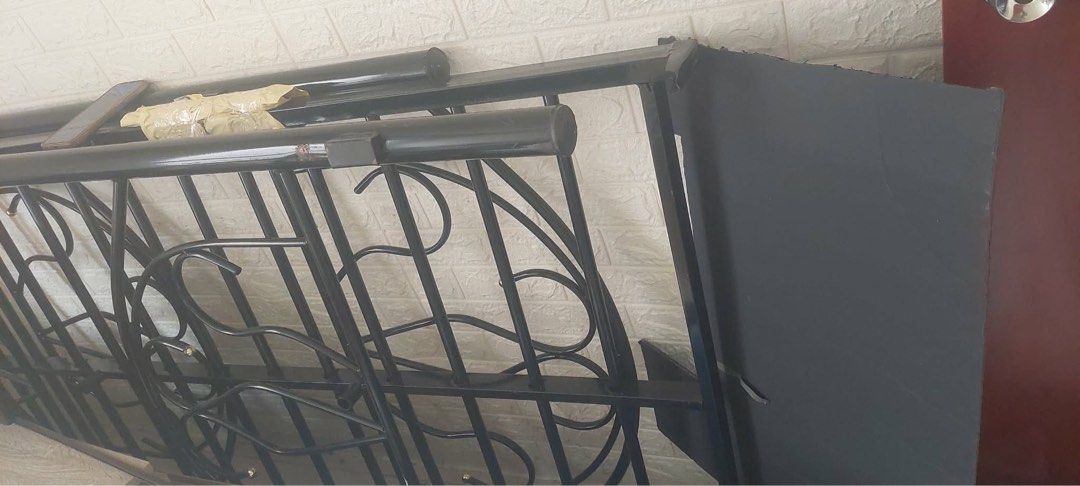 Single bed frame (Category: Bedding & Towels) located in Imus. Submitted by moonchild_. (Listing ID 1458728705, Image 2). Description: - Single bed frame - Durable black metal construction - No damage excelt signs of usage - Provides sturdy mattress support Rf: moving out of condo. Note: bought this from around 2021-2022 pero we only used it for a total of 2-3 yrs since we still come home in our parents home. .