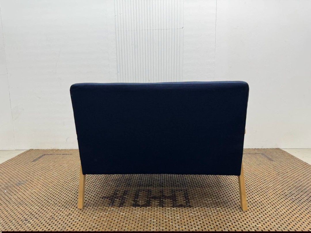 Sofa (Category: Sofas) located in Meycauayan. Submitted by marygracecasimiro (Listing ID 1458845688, Image 3). Description: Mid-Century Navy Button-Tufted Wooden Framed Fabric Sofa Price: 11,500 L46 x W29 x H31/16 In good condition💜💜.