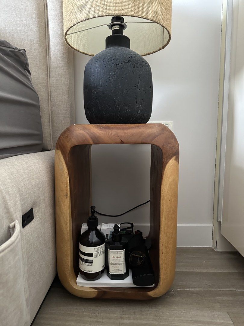 Solid Wood Side Table / Bedside Table (Category: Tables & Sets) located in Singapore. Submitted by seowei (Listing ID 1458737944, Image 1). Description: 2 pieces available, each for $150. Get both for $280 - Solid wood side table with natural wood grain - Versatile: Use as bedside table, living room accent, or even a stool - Spacious top fits lamp and books easily - Sturdy and durable construction - Dimensions: Approx. 20.5 inches tall x 13.5 inc