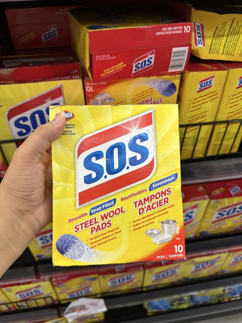 SOS Steel Wool Soap Filled Pads - 10 Count (Category: Body Care) located in Manila. Submitted by michaellal91842 (Listing ID 1458705475, Image 1). Description: - Pack of 10 reusable steel wool soap pads - Pre-filled with soap, no extra dish soap needed - Effectively cuts through grease - Ideal for tackling tough cleaning messes.