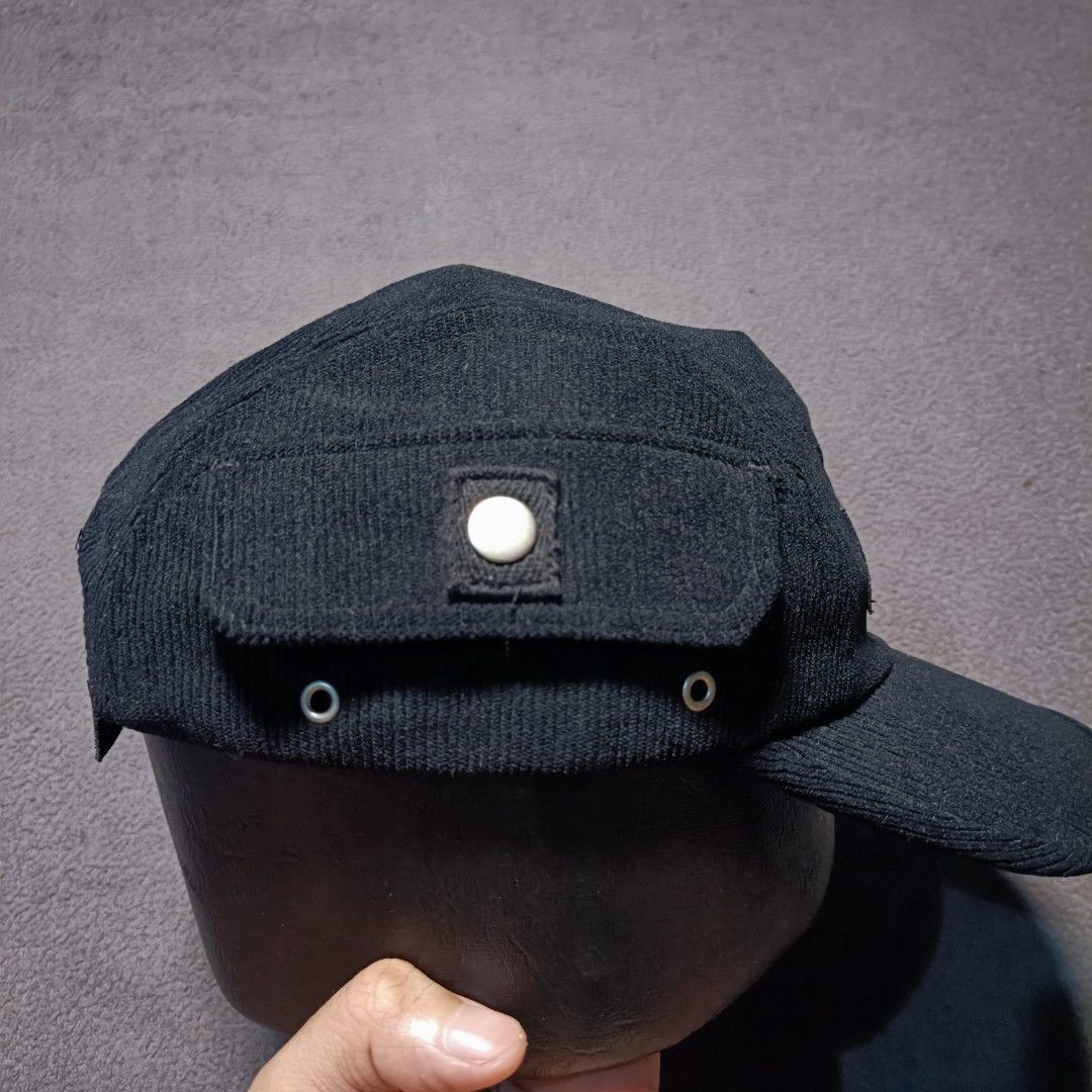 Supreme Corduroy 5-Panel Cap Black (Category: Caps & Hats) located in Manila. Submitted by nye.seller (Listing ID 1458722196, Image 2). Description: - Classic black corduroy Supreme cap - Features the iconic box logo on the front - Adjustable strap at the back for a custom fit - Made from comfortable corduroy material - Ideal for everyday wear, adding a simple and stylish touch to any outfit.