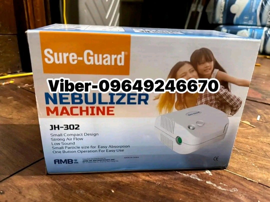 Sure-Guard JH-302 Nebulizer Machine (Category: Medical Supplies & Tools) located in Manila. Submitted by oplecherly24007 (Listing ID 1458886722, Image 1). Description: - Sure-Guard JH-302 Nebulizer Machine - Small and compact design - Strong airflow with low sound - Small particle size for easy absorption - Simple one-button operation - Imported and distributed by AMB HK ENTERPRISES INC..