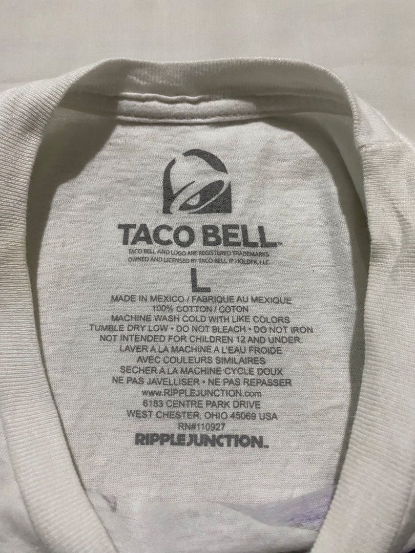 Taco Bell Ripple Junction OPT (Category: Tshirts & Polo Shirts ) located in Manila. Submitted by zrothrift (Listing ID 1458786074, Image 3). Description: Taco Bell Ripple Junction OPT Measurements: Large on Tag Width: 21 Inches Length: 30 Inches Needs Wash ₱150.