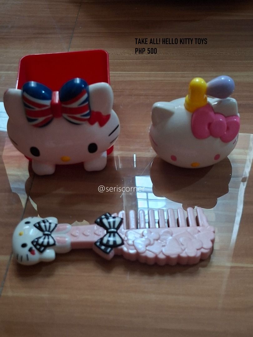 TAKE ALL! 14 pcs. HELLO KITTY TOYS - PHP500 (Category: Kids Toys) located in Las Pinas. Submitted by seriscorner (Listing ID 1458821912, Image 2). Description: TAKE ALL! HELLO KITTY TOYS - PHP500 take all 14pcs! Courier: SPX Xpress (sf c/o buyer) We accept payments via BDO, Maribank, GoTyme, and GCash..