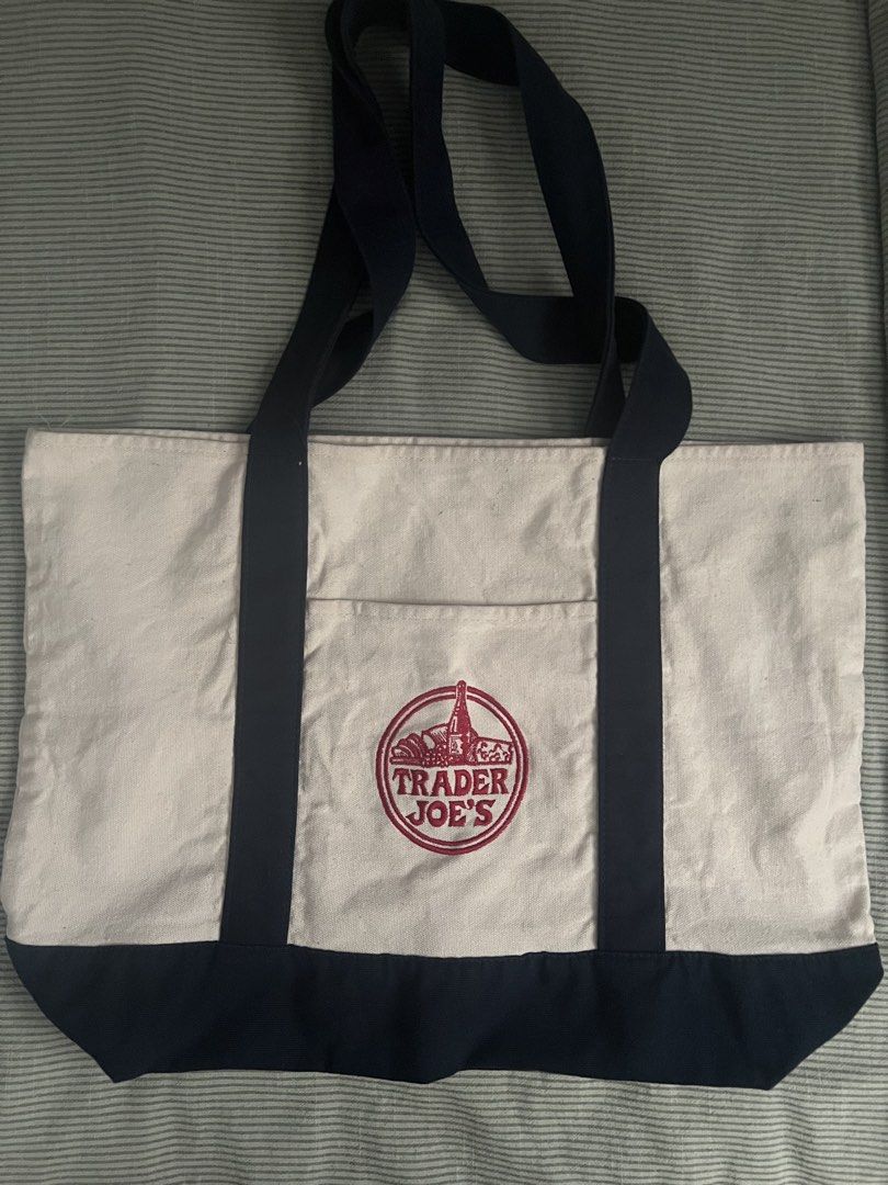 Trader Joes Tote Bag Blue Authentic (Category: Tote Bags) located in Muntinlupa City. Submitted by coolthrifto (Listing ID 1458762604, Image 2). Description: No issues Used once Got it from states gifted by my tita as BNEW forgot where tag is now WTS .