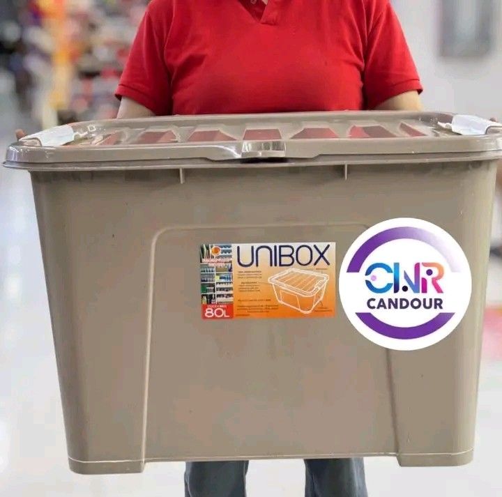 Unibox 80L Storage Box with Wheels (Category: Storage Boxes & Baskets) located in Quezon City. Submitted by marecel146 (Listing ID 1458885512, Image 1). Description: - Large 80L taupe storage box - Built-in wheels for easy transport - Durable, sturdy plastic construction - Secure snap-shut lid - Ideal for organizing clothes, toys, and household items - Ready for its new home!.