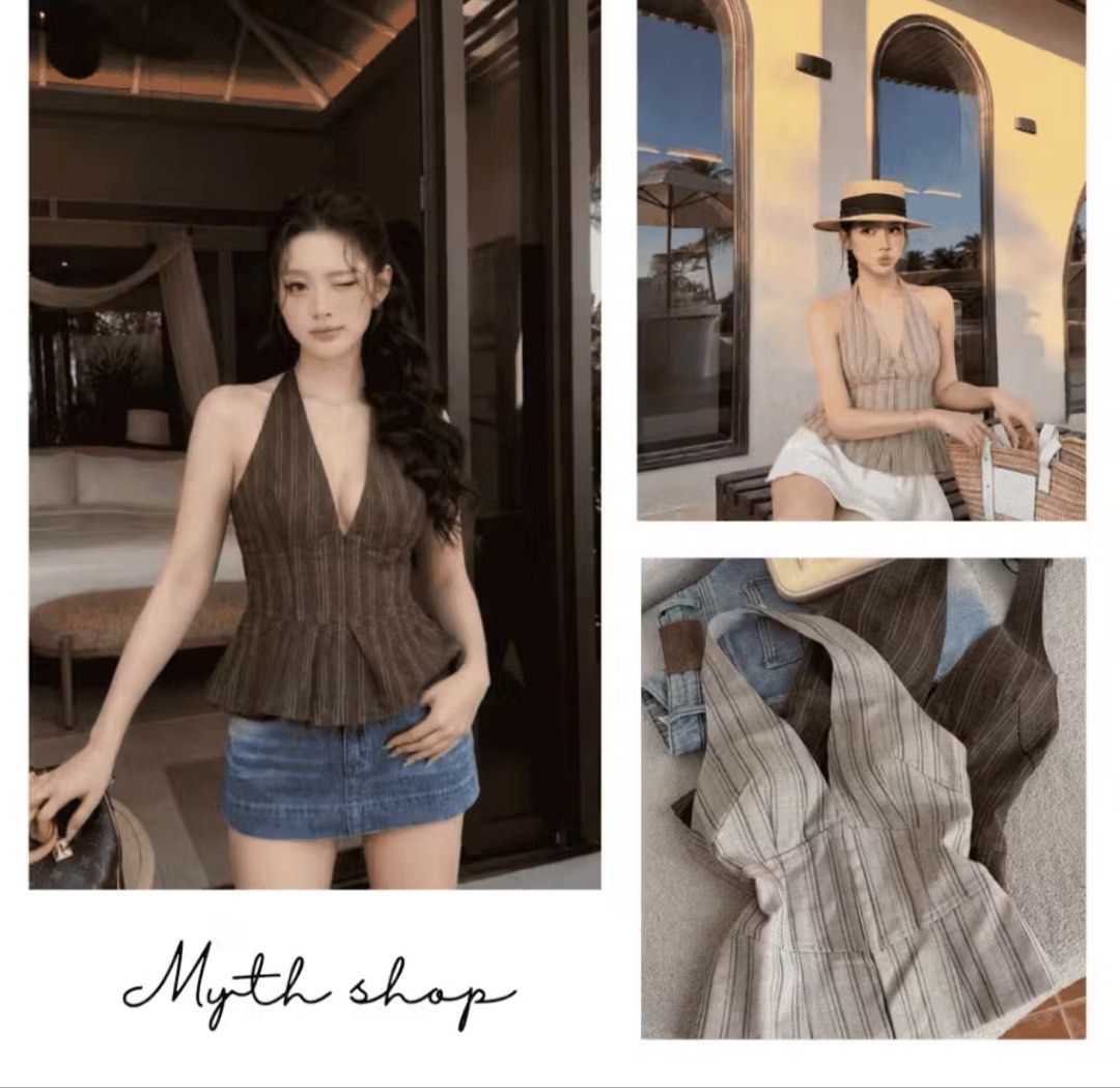 Vietnam halter top (Category: Sleeveless) located in Quezon City. Submitted by destashingmycloset (Listing ID 1458699347, Image 1). Description: Had this adjusted since too low.