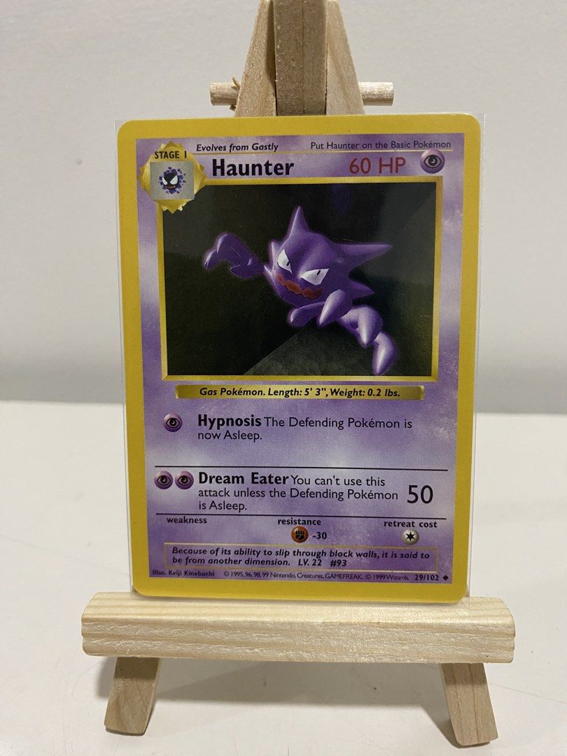 Vintage Pokemon Card Base set Shadowless - Haunter (Category: Raw Singles) located in Santa Rosa. Submitted by toysandusbmg (Listing ID 1453097896, Image 1). Description: Vintage Pokemon Card Base set Shadowless - Haunter Condition : Near Mint Location : Green Pokemon Binder.