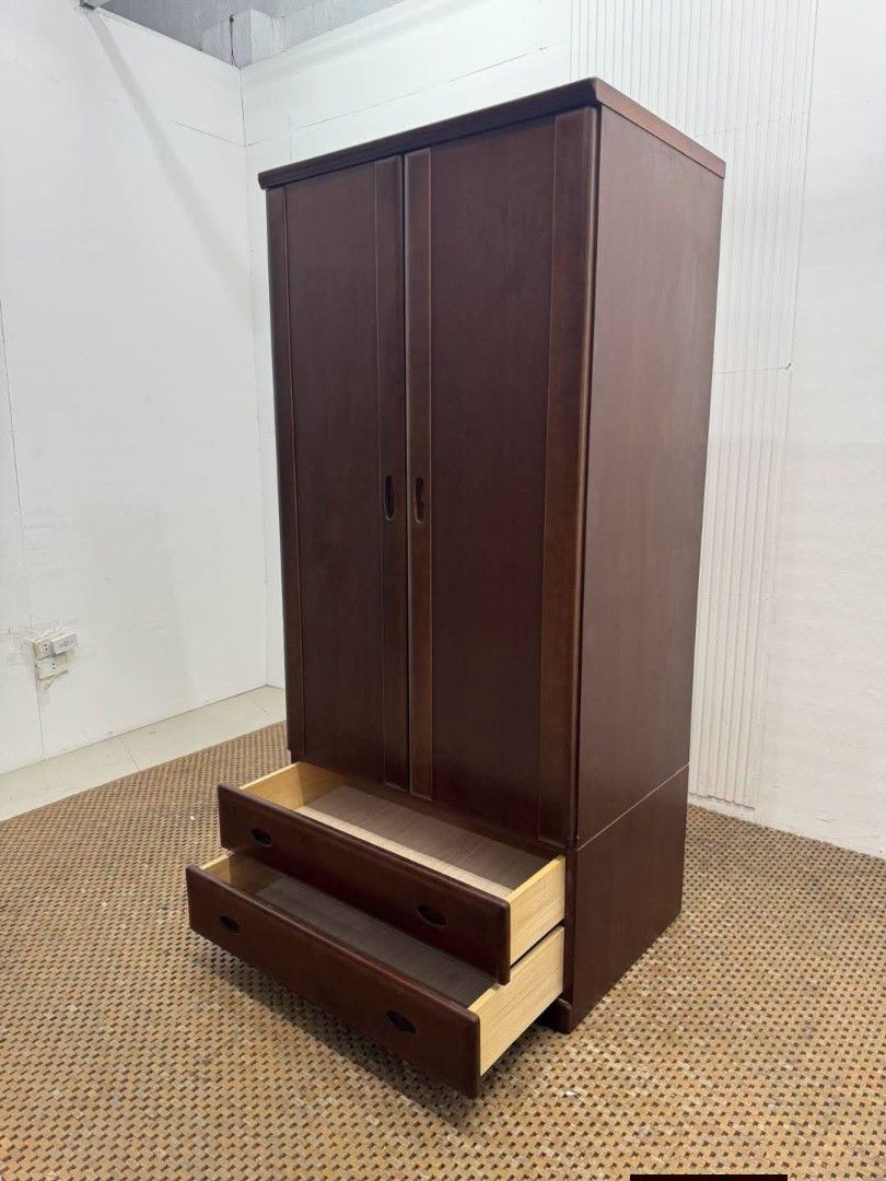 Wardrobe (Category: Shelves, Cabinets & Racks) located in Meycauayan. Submitted by marygracecasimiro (Listing ID 1458846407, Image 3). Description: Classic Wooden 2-Door Wardrobe with Spacious Hanging Rail and Mirror Price: 13,500 L43.5 x W23.5 x H71 In good conditon♥️.