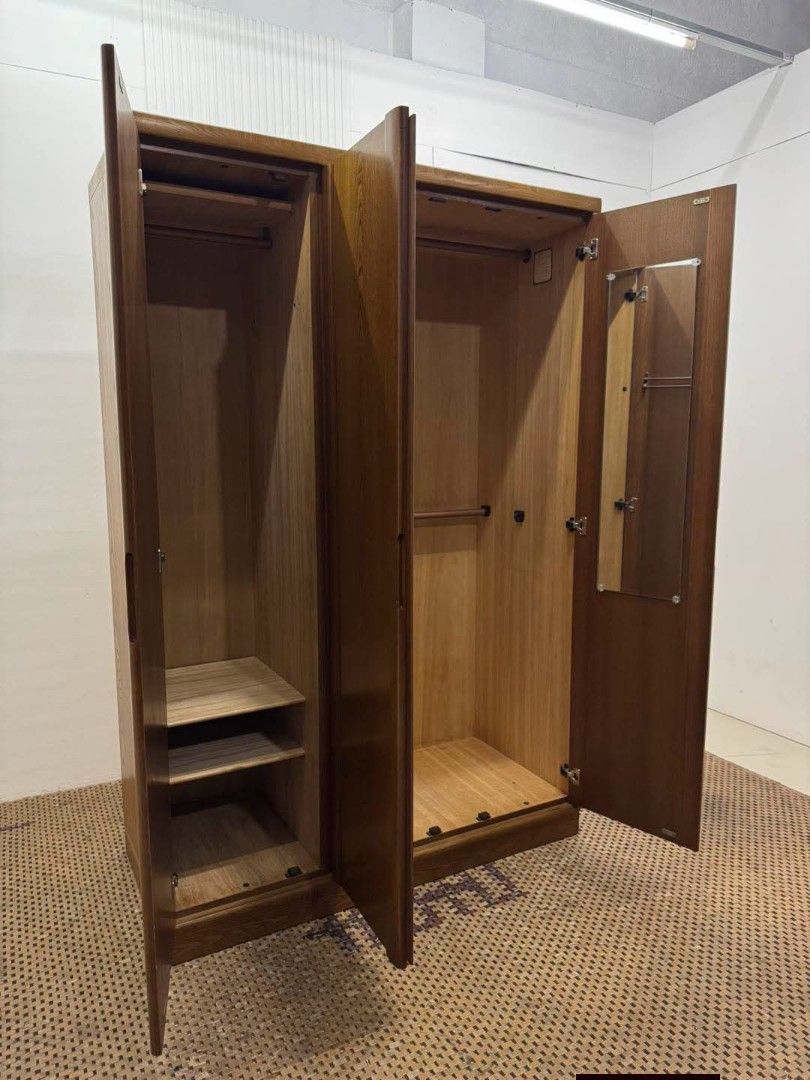 Wardrobes (Category: Shelves, Cabinets & Racks) located in Meycauayan. Submitted by marygracecasimiro (Listing ID 1458849129, Image 3). Description: Wooden Triple Door Wardrobe with Spacious interior, Hanging Rail and Shelving Price: 15,900 L51 x W23.5 x H77 In good condition♥️.