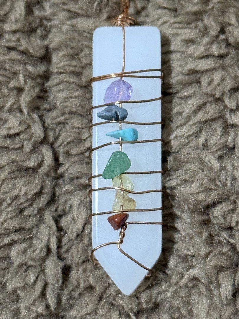 White Crystal 7 Chakra Pendant/Keychain (Category: Precious Stones) located in Cavite. Submitted by lady_speculator_ph (Listing ID 1458882987, Image 2). Description: - Genuine white crystal pendant - Can be used as a pendant or keychain - Features 7 colorful chakra natural stones - Intricate wire-wrapped design - Pendant measures approximately 5cm in length - Ideal for everyday fashion or thoughtful gifting - Comes in a box FREE: Comes with a bla
