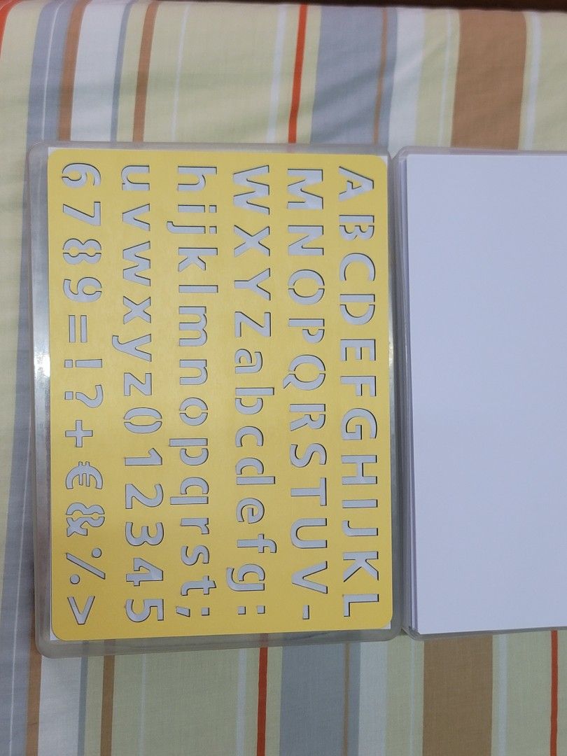 Woodon Drawing Stencil Alphabets Letters Numbers (Category: Craft Supplies & Tools) located in Pasig City. Submitted by learningtree (Listing ID 1458749952, Image 2). Description: best for arts and crafts Rare finds wooden stencil color yellow size A4.