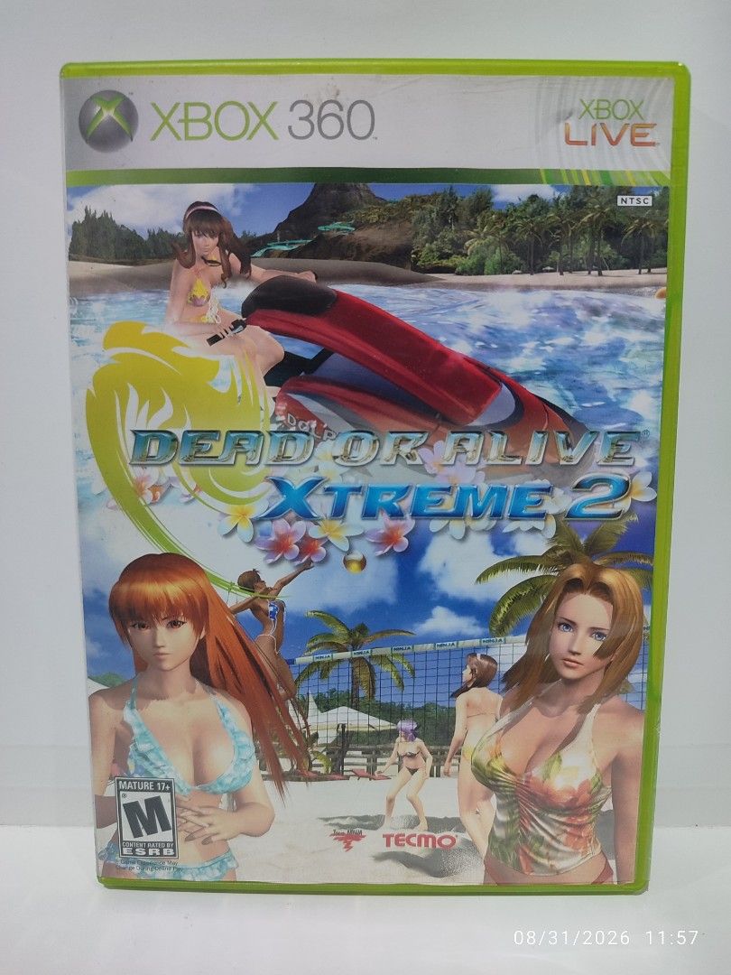 XBOX 360 - Dead or Alive Xtreme 2 (PRE-OWNED) "NTSC" (Category: Xbox) located in Mendez-Nunez. Submitted by sf2_gameshop (Listing ID 1458718323, Image 1). Description: PLEASE READ Plays on an NTSC XBOX 360 unit. NTSC/J - X (NO) NTSC - √ (YES) PAL - X (NO) CONDITION: A pre-owned item. Tested working. The game manual has rusty staples. Please refer to the posted photos for the item condition. GENRE: Sports, Casino MODE: Single-player, multiplayer R