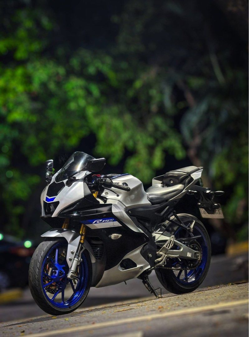 Yamaha R15 V4 Silver Blue Motorcycle (Category: Motorbikes for Sale) located in Manila. Submitted by magicalcat19 (Listing ID 1458840401, Image 1). Description: Yamaha R15 V4 in silver and blue. Sporty design with sharp lines. Great for city rides and weekend adventures. Low mileage, well-maintained. Ready for its next owner. Feel free to ask questions..
