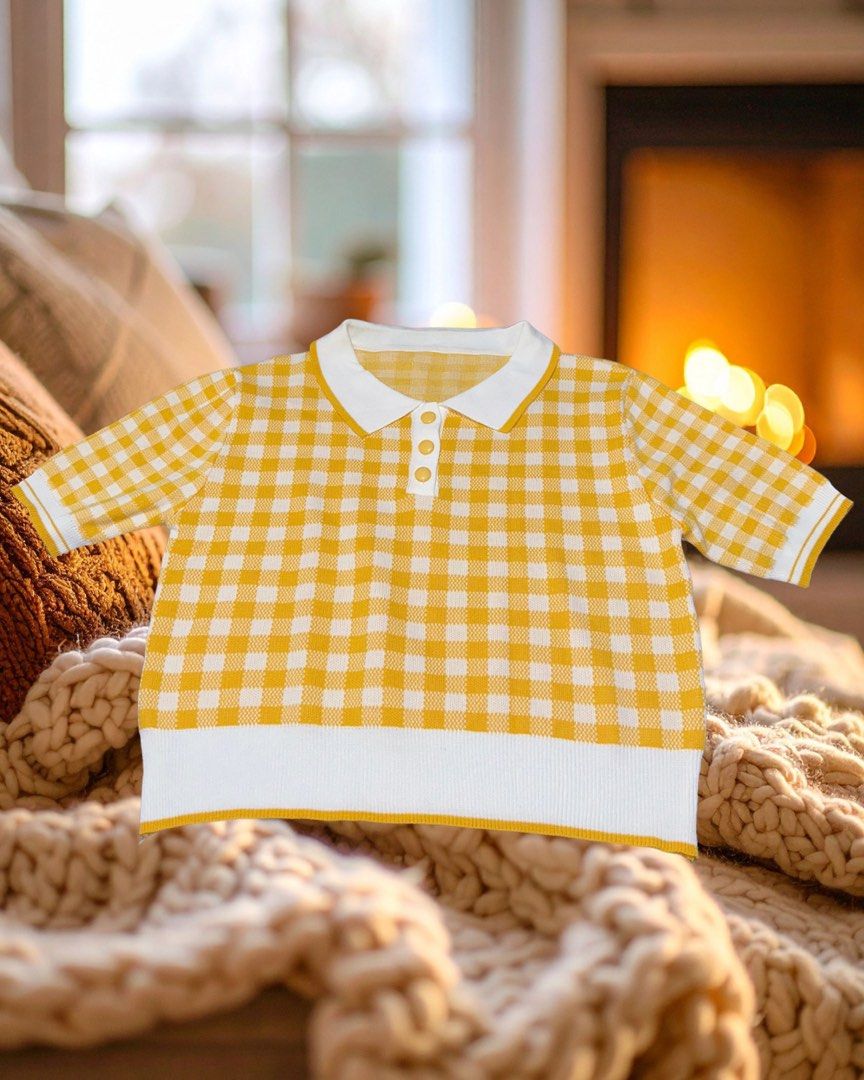 Yellow Checkered Collared Knit Top (Category: Sleeveless) located in Dinalupihan. Submitted by ashleylazarte (Listing ID 1458769782, Image 1). Description: .