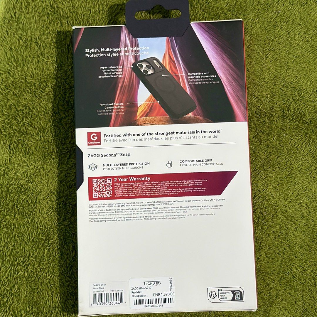 ZAGG iPhone 17 Pro Max Phone Case (Category: Cases & Sleeves) located in Santa Rosa. Submitted by rmp_94 (Listing ID 1458783136, Image 2). Description: ZAGG Phone Case Bought last June 2026 With camera control button protection Compatible with magsafe With 2 years warranty With receipt.