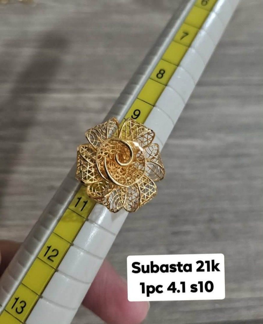 21k Saudi Gold Subasta Flower ring (Category: Rings) located in Manila. Submitted by bhelgoldseller2ndaccount (Listing ID 1453683572, Image 1). Description: 7700/grams Good as new One piece only.