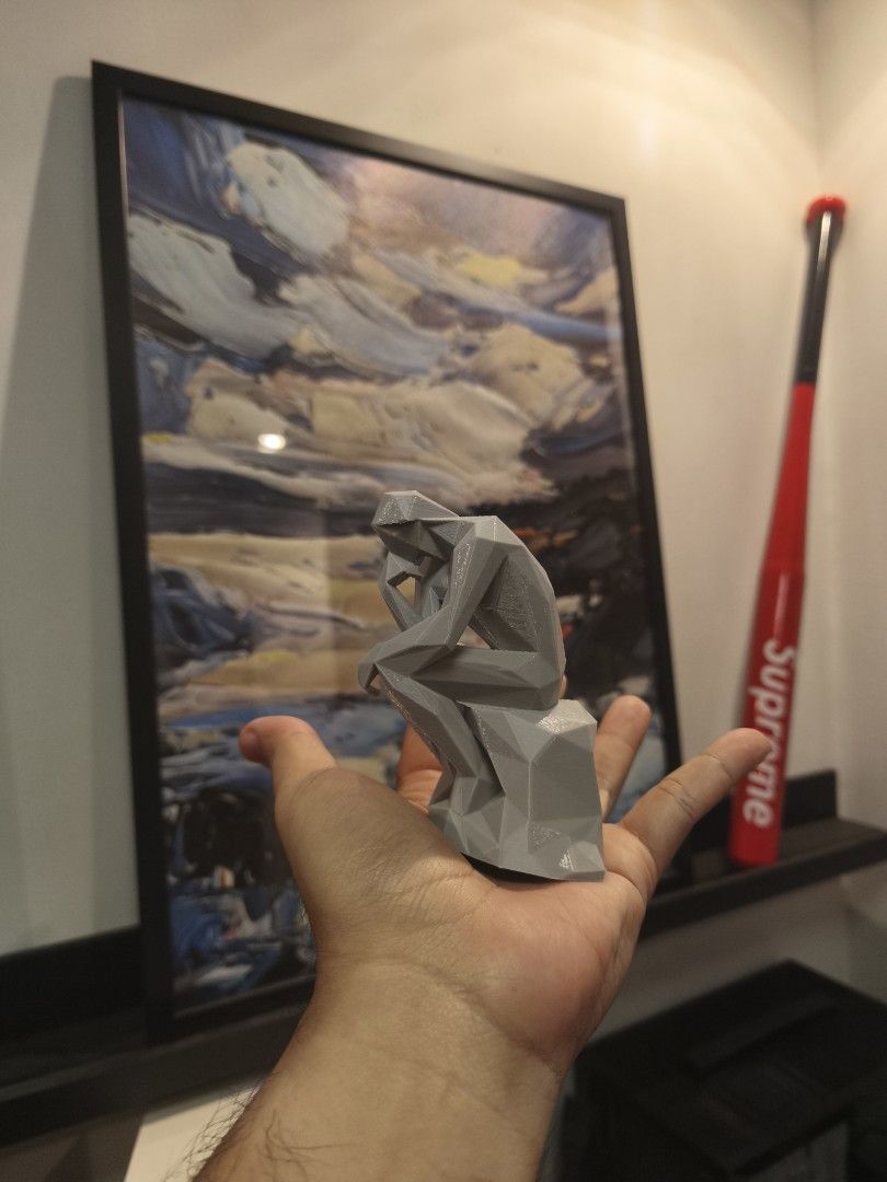3D Printed The Thinker statue 10.5cm/4.2inch (Category: Other Home Decor) located in Manila. Submitted by johntsanjuan (Listing ID 1453668215, Image 2). Description: Geometric 3D printed The thinker statue by Auguste Rodin 10.5cm / 4.2inch Ships from makati.