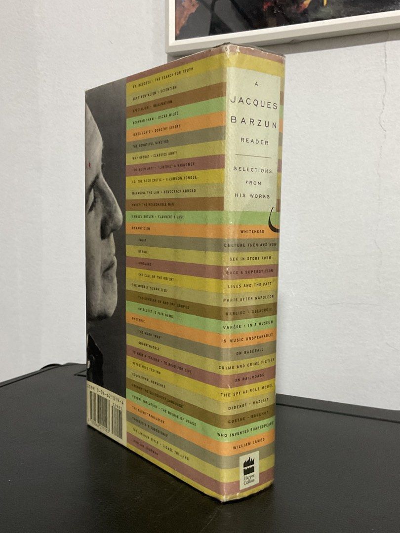 A Jacques Barzun Reader: Selections from His Works | Hardback/Hardcover (Category: Storybooks) located in Manila. Submitted by smnrys (Listing ID 1453705298, Image 3). Description: - Collection of writings by Jacques Barzun - Edited with an introduction by Michael Murray - Explores diverse topics from Barzun's extensive works - Ideal for fans of cultural history and philosophy - Condition: Spine shows some wear, pages are clean.