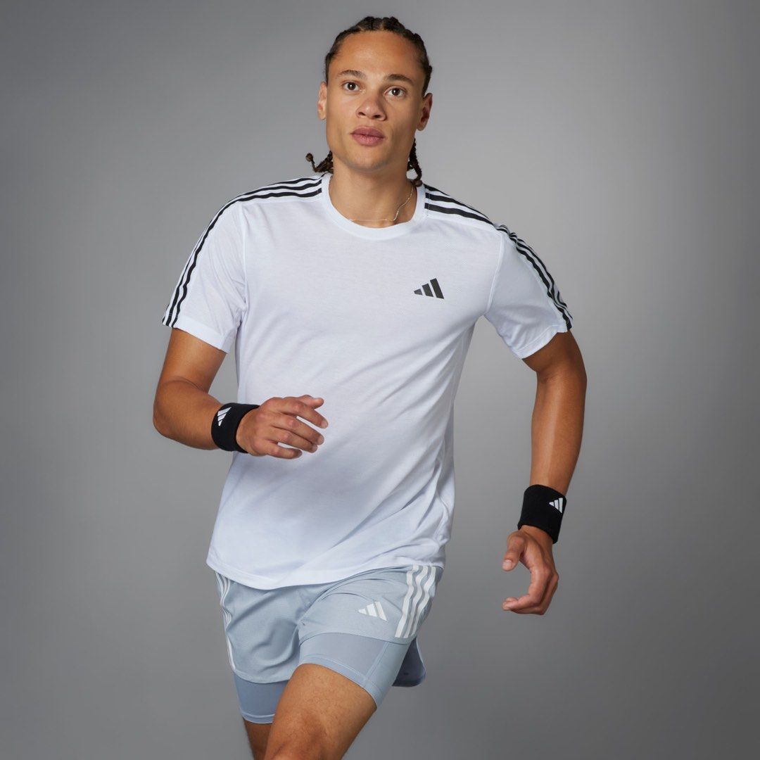ADIDAS OWN THE RUN 3-STRIPES TEE (Category: Activewear) located in Cagayan de Oro. Submitted by kent_ogals (Listing ID 1453776814, Image 1). Description: ADIDAS OWN THE RUN 3-STRIPES TEE Size Medium Dimes 20.5x27.5 Color Rate 9.8/10 In Excellent Condition No Runstitch 📩.