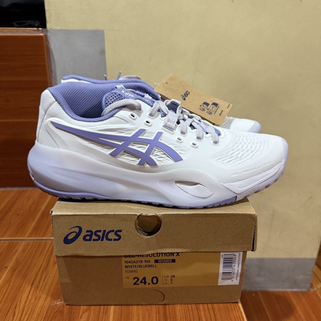 Asics Gel Resolution X (Category: Sneakers) located in Balagtas. Submitted by mlodogg (Listing ID 1453796497, Image 3). Description: For Sale Asics Gel Resolution X All authentic 🇯🇵 pairs Brand new with tags and box ✅7,000 each firm 📉Lowest in the market ➡️🎾Grey Blue/Pistachio Size 9.5 (27.5cm) Size 11.5 (29cm) 🩷🩵White/Aurora Green Size 7.5 (25.5cm) ⚪️🟣White/Blue Bell Size 7 womens (24cm) Bulacan area Can do shipping via lalamove/j&t/lbc U