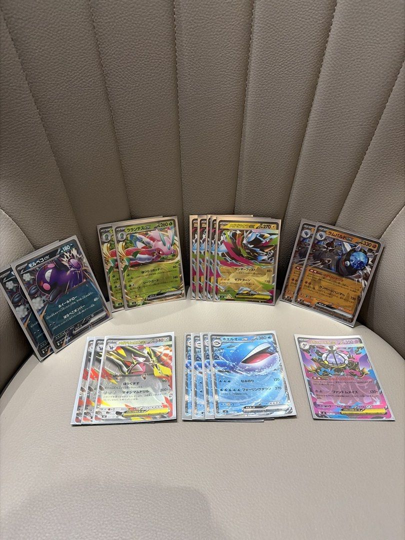 Assorted characters card (Category: Raw Cards) located in Singapore. Submitted by wkooi2007 (Listing ID 1453778747, Image 2). Description: Large collection of Japanese Pokémon cards featuring various ex and Mega evolution Pokémon. Great variety of powerful creatures including legendary and starter Pokémon, perfect for expanding any collection or building competitive decks. These are raw, ungraded cards, offering a fantastic opportunity to acquire
