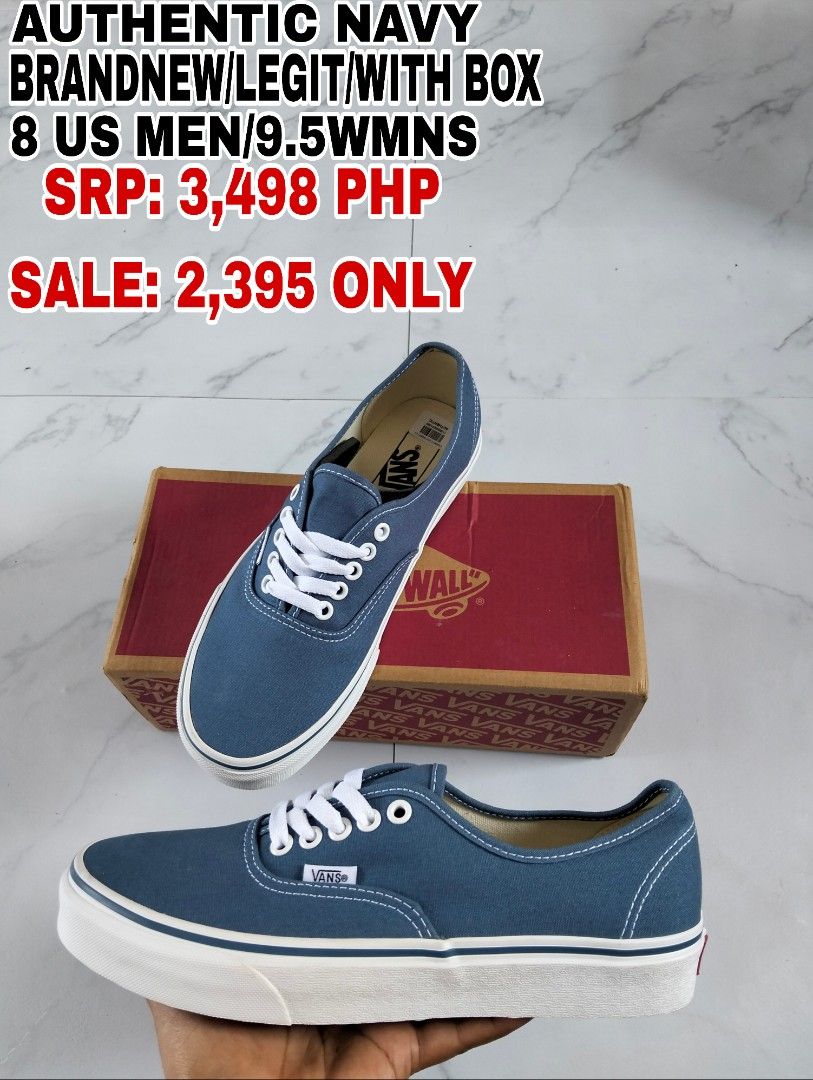Authentic Vans Authentic Navy Blue Shoes (Category: Sneakers) located in Cavite. Submitted by wafull29 (Listing ID 1453629652, Image 1). Description: - Authentic Vans Authentic - Color: Navy Blue - Condition: Brand New - Includes Original Box - Size: US Men 8 / US Women 9.5 - Original Price: PHP 3,498 - Sale Price: PHP 2,395.