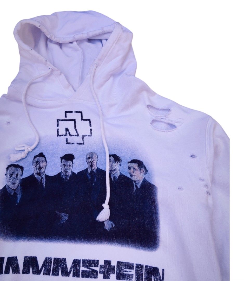 Balenciaga Rammstein Distressed Hoodie (Category: Hoodies) located in Bacolod City. Submitted by i.thrifting (Listing ID 1453761561, Image 3). Description: Balenciaga Rammstein Distressed Hoodie 24.5x30 complete tags needs wash very good condition color rate 9.5/10.