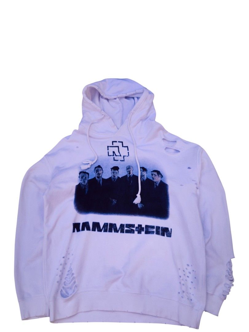 Balenciaga Rammstein Distressed Hoodie (Category: Hoodies) located in Bacolod City. Submitted by i.thrifting (Listing ID 1453761561, Image 1). Description: Balenciaga Rammstein Distressed Hoodie 24.5x30 complete tags needs wash very good condition color rate 9.5/10.