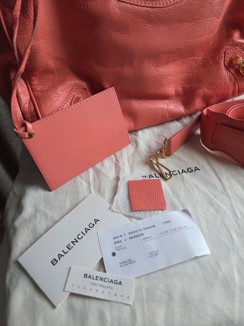 Balenciaga Velo Rose Azalee GHW (Category: Luxury Bags & Wallets) located in Quezon City. Submitted by shop.mar.go (Listing ID 1453663155, Image 2). Description: excellent condition Balenciaga Velo rose azalee (close to peach color) gold hardware inclusion posted in the 1st photo has minor dirt marks used few times only still clean and no foul smell..