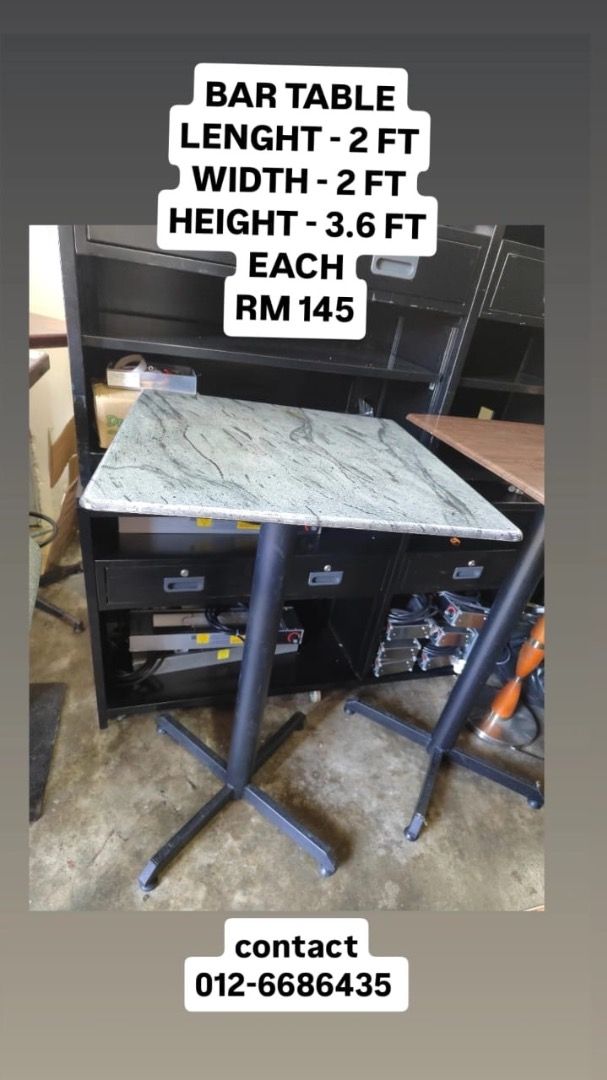 Bar Table (Category: Tables & Sets) located in Port Dickson. Submitted by kakilelongpd (Listing ID 1453748430, Image 1). Description: - Bar Table - Price: RM 145 per unit.